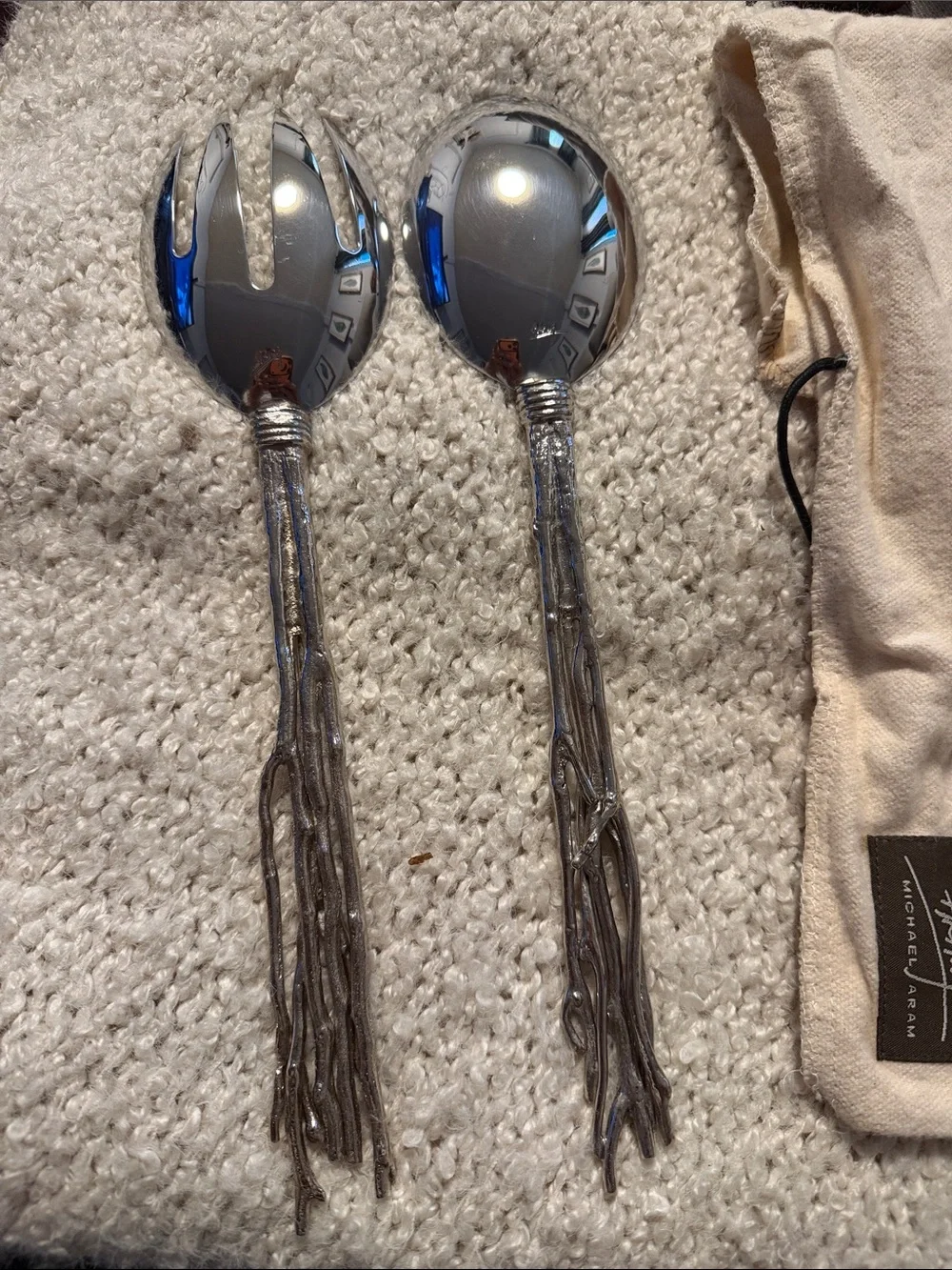 Michael Aram Silver Tassel-Handled Salad Servers - Silver